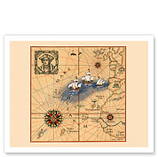 Christopher Colombus 1436-1506 - Trans-Atlantic Map - c. 1927 - Fine Art Prints & Posters