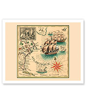 Marquis de Lafayette 1757-1834 - Trans-Atlantic Map - Giclée Art Prints & Posters