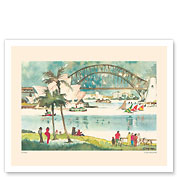 Australia - Sydney Harbour Bridge and Opera - Pan American World Airways - Fine Art Prints & Posters