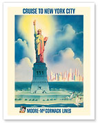 Cruise to New York City - Statue of Liberty - Moore-McCormack Lines - c. 1950's - Fine Art Prints & Posters