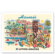 Hawaii - United Airlines - c. 1956 - Fine Art Prints & Posters