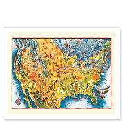 The United States of America - Pictorial Map - c. 1943 - Giclée Art Prints & Posters