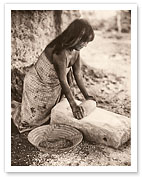 Maricopa Woman Mealing - North American Indian - c. 1907 - Fine Art Prints & Posters