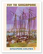 Fly to Singapore - Singapore Airlines - c. 1960's - Fine Art Prints & Posters