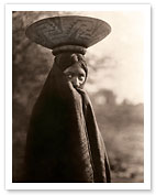 Maricopa Native Girl with Basket Tray - North American Indians - c. 1907 - Fine Art Prints & Posters