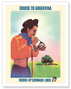 Argentina - Argentinean Gaucho Drinking Mate - Moore-McCormack Lines - c. 1960's - Fine Art Prints & Posters