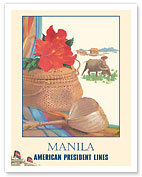 Manila, Philippines - Filipino Basket - American President Lines - c. 1961 - Fine Art Prints & Posters