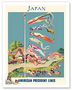 Japan - Carp Streamer (Koinobori) - American President Lines - c. 1949 - Fine Art Prints & Posters