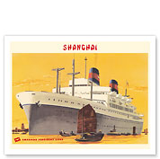Shanghai Harbor - S.S. President Wilson - American President Lines - c. 1949 - Fine Art Prints & Posters