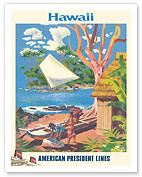 Hawaii - Hawaiian Fisherman (Lawai’a) - American President Lines - c. 1952 - Fine Art Prints & Posters