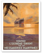 Visit the Far East (Visitez L'Extrême Orient) - Messagerie Maritimes (MM) - Fine Art Prints & Posters