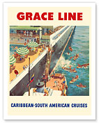 Caribbean - South American Cruises - Grace Line - Natives Diving for Coins - Fine Art Prints & Posters