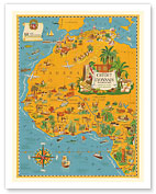 Map of North Africa - French Union - Crédit Lyonnais - c. 1939 - Giclée Art Prints & Posters