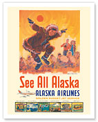 See All Alaska - Alaska Airlines - Kotzebue Eskimo Dance - c. 1960's - Fine Art Prints & Posters