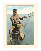 Hawaiian Net Fisherman (Lawai'a) - c. 1910 - Giclée Art Prints & Posters
