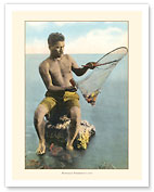 Hawaiian Net Fisherman (Lawai'a) - c. 1910 - Fine Art Prints & Posters