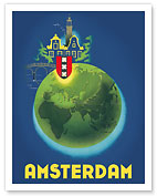 Amsterdam Holland - Netherlands - Coat of Arms Emblem - c. 1948 - Fine Art Prints & Posters