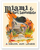 Miami & Fort Lauderdale, Florida - Delta Air Lines - c. 1974 - Fine Art Prints & Posters