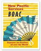 New Pacific Services - BOAC (British Overseas Airways Corporation) - c. 1958 - Giclée Art Prints & Posters