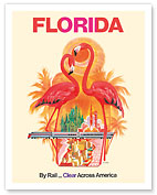 Florida - Walt Disney World - By Rail Clear Across America - c. 1970's - Giclée Art Prints & Posters