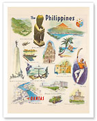 Philippines - Qantas Empire Airways (QEA) - c. 1962 - Fine Art Prints & Posters