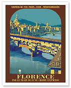 Florence, Italy - Ponte Vecchio - Chemins de fer de Paris-Lyon-Méditerranée (PLM) - c. 1921 - Fine Art Prints & Posters