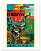Kenya, Africa - Land of Contrast - Air India - Antelope - c. 1967 - Fine Art Prints & Posters
