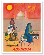 Middle East - Air India - Maharaja with Burka Veiled Woman - c. 1950's - Fine Art Prints & Posters
