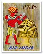 Cairo Egypt - Maharaja as Sphinx Statue - Air India - c. 1950's - Fine Art Prints & Posters