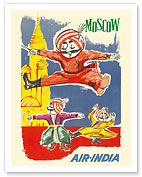 Moscow Russia - Air India Mascot Maharaja - Barynya Russian Folk Dance - c. 1960 - Fine Art Prints & Posters