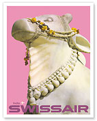 India - Indian Nandi Sacred Cow Statue - Swissair - c. 1964 - Fine Art Prints & Posters