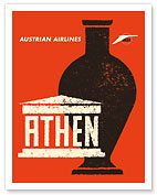 Athens (Athen) Greece - Ancient Greek Amphora - Austrian Airlines - c. 1965 - Fine Art Prints & Posters
