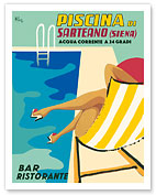 Sarteano Swimming Pool Resort - Siena, Italy - Bar Restaurant (Ristorante) - c.1959 - Fine Art Prints & Posters