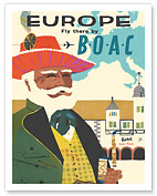 Europe - Fly There by BOAC (British Overseas Airways Corporation) - c. 1959 - Fine Art Prints & Posters