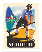 Austria (Autriche) - Austrian Plätten Boat - Hallstätter Lake - c. 1935 - Fine Art Prints & Posters