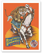 Ringling Bros and Barnum & Bailey Circus - Tiger On Horse - c. 1966 - Fine Art Prints & Posters