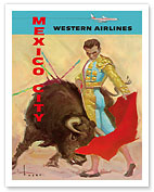 Mexico City - Bullfight Matador - Western Air Lines - c. 1960's - Fine Art Prints & Posters