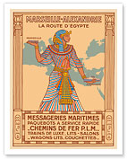 Marseille to Alexandria - The Route to Egypt - PLM Railway - Messageries Maritimes Ships - c. 1927 - Fine Art Prints & Posters