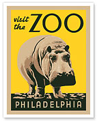 Visit the Philadelphia Zoo - Hippopotamus - WPA Federal Art Project - Fine Art Prints & Posters