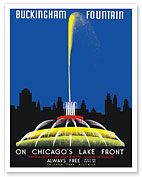 Buckingham Fountain on Chicago’s Lake Front - WPA Federal Art Project - c. 1939 - Fine Art Prints & Posters