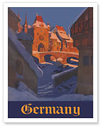Germany - Winter Village - c. 1930's - Fine Art Prints & Posters