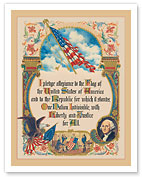 Original American Pledge of Allegiance - One Nation Indivisible Version - c. 1940's - Fine Art Prints & Posters