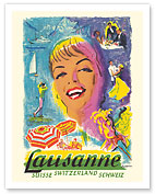 Lausanne, Lake Geneva - Switzerland - c. 1950's - Fine Art Prints & Posters