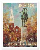 Boston, Massachusetts - Paul Revere Monument - Delta Air Lines - c. 1970's - Fine Art Prints & Posters