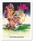 Las Vegas - Show Girls - United Airlines - c. 1970's - Fine Art Prints & Posters