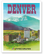 Denver, Colorado - The Mile High City - United Air Lines - c. 1970's - Fine Art Prints & Posters