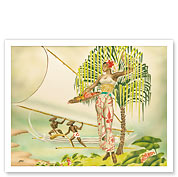 Island Beauty, Hawaiian Art Deco Airbrush - Fine Art Prints & Posters