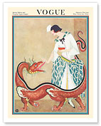 Fashion Magazine - February 1923 - Woman Feeding a Chinese Dragon - Fine Art Prints & Posters