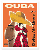 Cuba - Delta Air Lines - Cuban Dancer - Douglas DC-7 - c. 1957 - Fine Art Prints & Posters