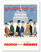 Washington D.C. - Capitol Building - Pacifica International Airways - c. 1950's - Fine Art Prints & Posters